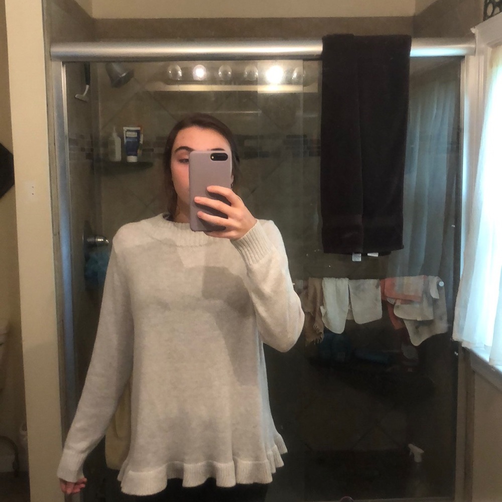 very soft old navy frilly sweater light grey